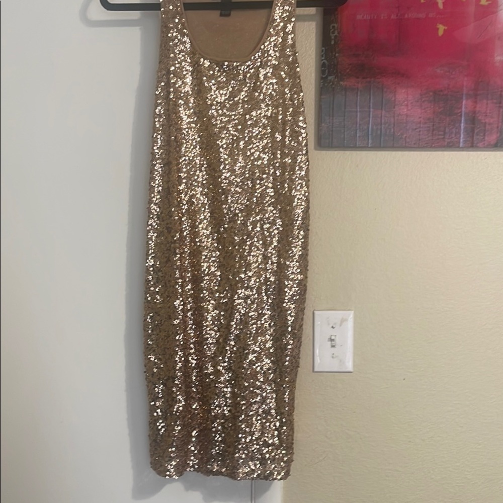 Gold Sequin Sleeveless Dress